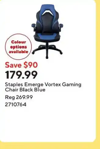 Staples Emerge Vortex Gaming Chair Black Blue