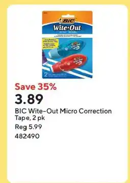 Staples BIC Wite-Out Micro Correction Tape, 2 pk offer