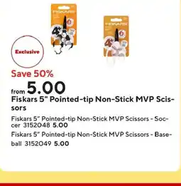 Staples Fiskars 5" Pointed-tip Non-Stick MVP Scis- sors offer
