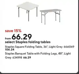 Staples Staples Square Folding Table, 36", Light Grey offer