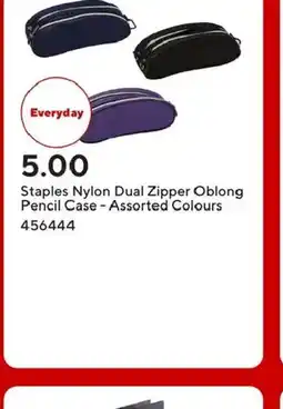 Staples Staples Nylon Dual Zipper Oblong Pencil Case Assorted Colours offer