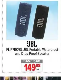 2001 Audio Video JBL FLIP7BK/BL Portable Waterproof and Drop Proof Speaker offer