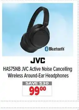 2001 Audio Video JVC HAS75NB Active Noise Cancelling Wireless Around-Ear Headphones offer