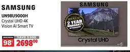2001 Audio Video SAMSUNG UN98U900OH Crystal UHD 4K Vision Al Smart TV offer