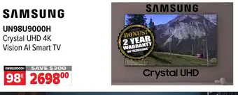 2001 Audio Video SAMSUNG UN98U900OH Crystal UHD 4K Vision Al Smart TV offer