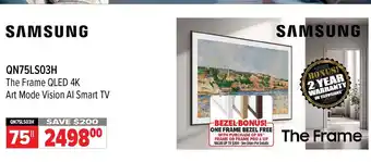 2001 Audio Video SAMSUNG QN75LS03H The Frame QLED 4K Art Mode Vision Al Smart TV offer