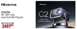 2001 Audio Video HISENSE C2ULTRA 65"-300" Triple Laser Smart Mini Projector offer