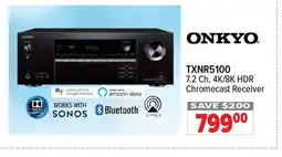 2001 Audio Video ONKYO TXNR5100 7.2 Ch. 4K/8K HDR Chromecast Receiver offer