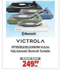 2001 Audio Video VICTROLA Bluetooth VPT800BLK/BLU/GRN/WH Victrola Fully Automatic Bluetooth Turntable offer