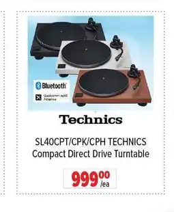 2001 Audio Video TECHNICS SL40CPT/CPK/CPH Compact Direct Drive Turntable offer