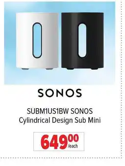 2001 Audio Video SONOS SUBM1US1BW Cylindrical Design Sub Mini offer