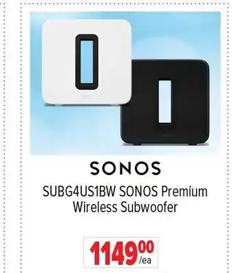 2001 Audio Video SONOS SUBG4US1BW Premium Wireless Subwoofer offer