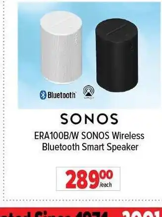 2001 Audio Video SONOS ERA100B/W Wireless Bluetooth Smart Speaker offer