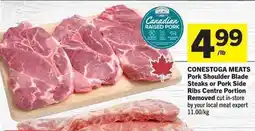 Co-op CONESTOGA MEATS Pork Shoulder Blade Steaks or Pork Side Ribs Centre Portion Removed offer