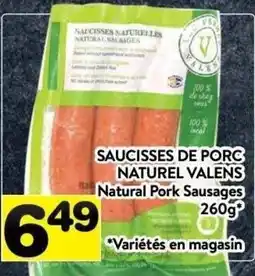 Supermarché PA Naturel Valens Natural Pork Sausages offer
