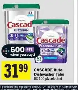 Co-op CASCADE Auto Dishwasher Tabs offer