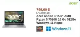 Canada Computers Acer Aspire 3 15.6" AMD Ryzen 5 7520U 16 Go 512Go Windows 11 Home offer