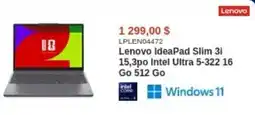 Canada Computers Lenovo IdeaPad Slim 3i 15,3po Intel Ultra 5-322 16 Go 512 Go offer