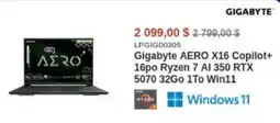 Canada Computers Gigabyte AERO X16 Copilot+ 16po Ryzen 7 AI 350 RTX 5070 32Go 1To Win11 offer