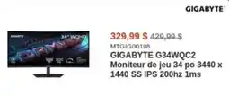 Canada Computers Gigabyte G34WQC2 Moniteur de jeu 34 po 3440 x 1440 SS IPS 200hz 1ms offer