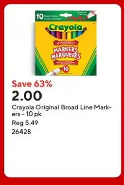 Staples Crayola Original Broad Line Mark- ers - 10 pk offer