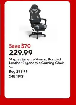 Staples Staples Emerge Vomax Bonded Leather Ergonomic Gaming Chair offer