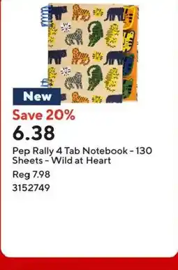 Staples Pep Rally 4 Tab Notebook - 130 Sheets Wild at Heart offer