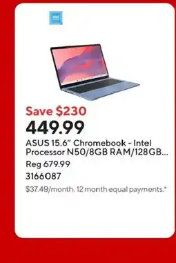 Staples ASUS 15.6" Chromebook - Intel Processor N50/8GB RAM/128GB offer