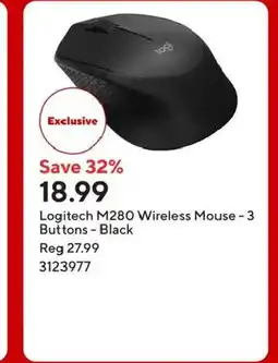 Staples Logitech M280 Wireless Mouse - 3 Buttons Black offer