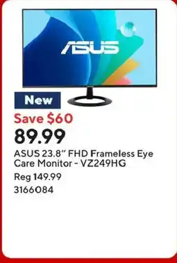 Staples ASUS 23.8" FHD Frameless Eye Care Monitor - VZ249HG offer