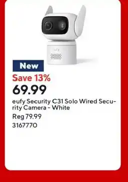 Staples Eufy Security C31 Solo Wired Secu rity Camera White offer