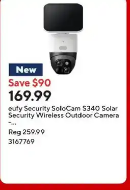 Staples Eufy Security SoloCam S340 Solar Security Wireless Outdoor Camera offer