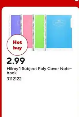 Staples Hilroy 1 Subject Poly Cover Note- book offer