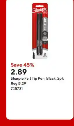 Staples Sharpie Felt Tip Pen, Black, 2pk offer