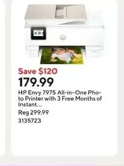 Staples HP Envy 7975 All-in-One Pho- to Printer with 3 Free Months of Instanr offer