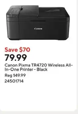 Staples Canon Pixma TR4720 Wireless All- In-One Printer - Black offer