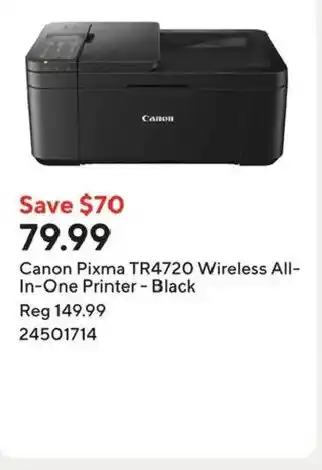 Staples Canon Pixma TR4720 Wireless All- In-One Printer - Black offer