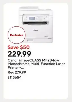 Staples Canon imageCLASS MF284dw Monochrome Multi-Function Laser Printer offer