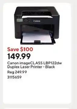 Staples Canon imageCLASS LBP122dw Duplex Laser Printer - Black offer