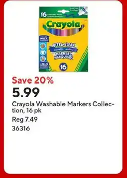 Staples Crayola Washable Markers Collec- tion, 16 pk offer