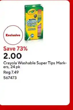 Staples Crayola Washable Super Tips Mark- ers, 24 pk offer