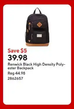Staples Renwick Black High Density Poly- ester Backpack offer