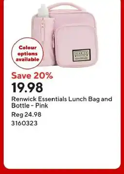 Staples Renwick Essentials Lunch Bag and Bottle - Pink offer