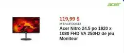 Canada Computers Acer Nitro 24.5 po 1920 x 1080 FHD VA 250Hz de jeu Moniteur offer