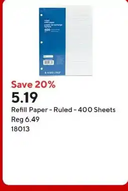 Staples Refill Paper Ruled - 400 Sheets offer