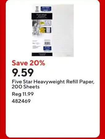 Staples Five Star Heavyweight Refill Paper, 200 Sheets offer