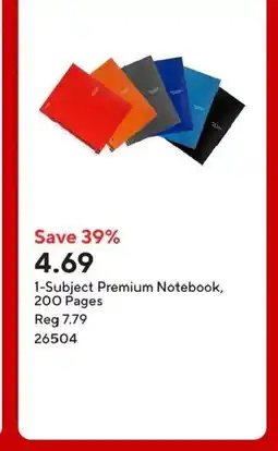 Staples 1-Subject Premium Notebook, 200 Pages offer