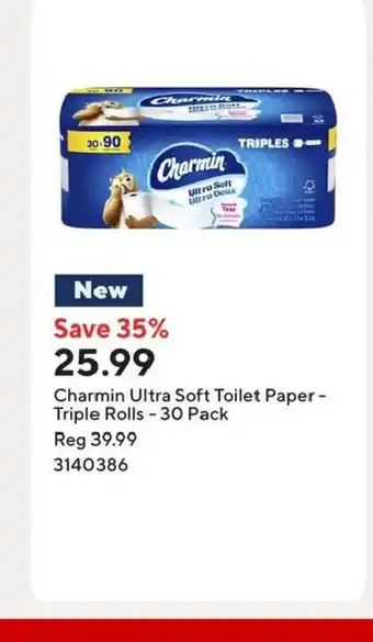 Staples Charmin Ultra Soft Toilet Paper - Triple Rolls 30 Pack offer