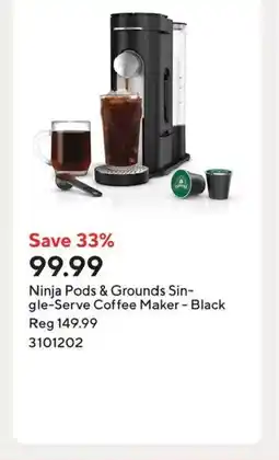 Staples Ninja Pods & Grounds Sin- gle-Serve Coffee Maker - Black Reg 149.99 offer