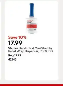 Staples Staples Hand-Held Mini Stretch/ Pallet Wrap Dispenser, 5" x 1000' offer